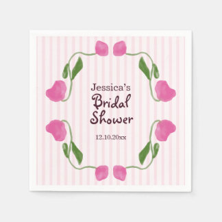 Floral Art Nouveau Pink Bridal Shower Napkin