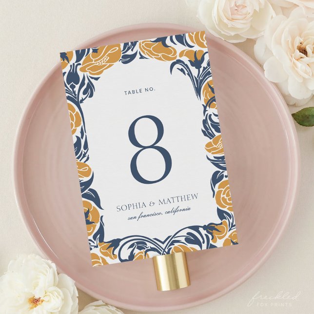Floral Art Nouveau Table Number Card (Floral Art Nouveau Table Number Card)