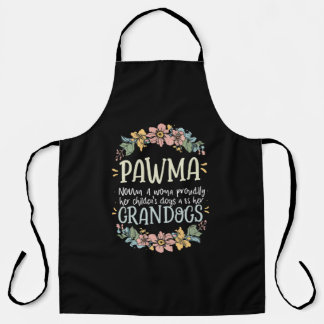 Floral Art Pawma Noun Definition Mama Grandma Dog  Apron