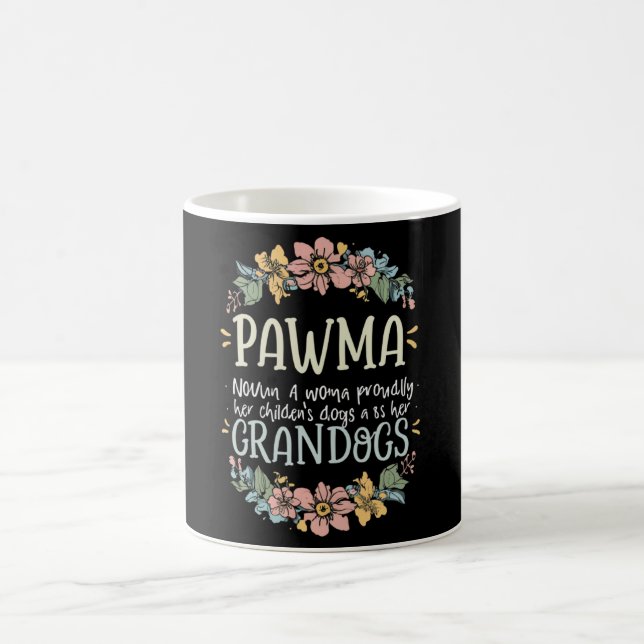 Floral Art Pawma Noun Definition Mama Grandma Dog  Coffee Mug (Center)
