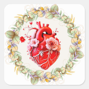 Floral art square sticker