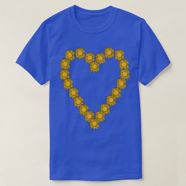 Floral Art Sunflower Line Drawing Valentines Day H T-Shirt (Design Front)