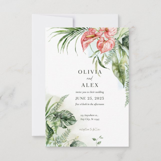 Floral Art Wedding Invitation (Front)