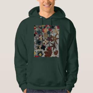 Floral Artistic Print Teal Hoodie 
