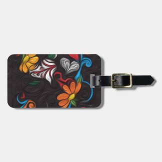 Floral artwork luggage tag