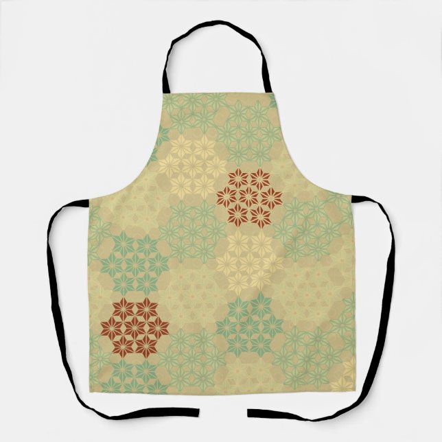 Floral (Asanoha) Pattern Golden Apron (Front)
