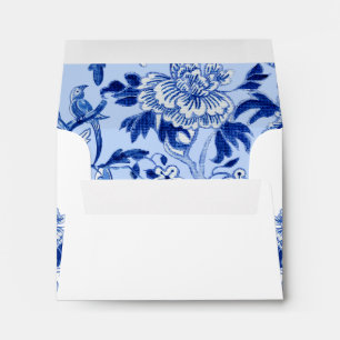 Floral Asian Influence Light Blue Chinoiserie RSVP Envelope