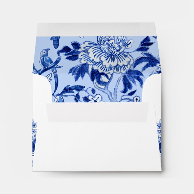 Floral Asian Influence Light Blue Chinoiserie RSVP Envelope (Back (Bottom))
