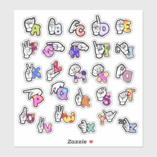 Floral ASL Alphabet Sticker