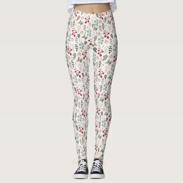 Floral Athletic Workout Leggings (Front)