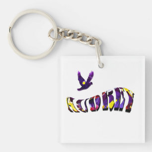 Floral Audrey Name With Dove, Key Ring