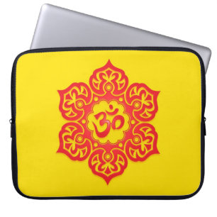 Floral Aum Design, red and yellow Laptop Sleeve