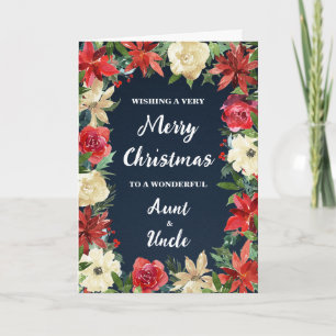 Floral Aunt and Uncle Merry Christmas Card