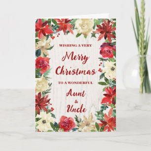 Floral Aunt and Uncle Merry Christmas Card