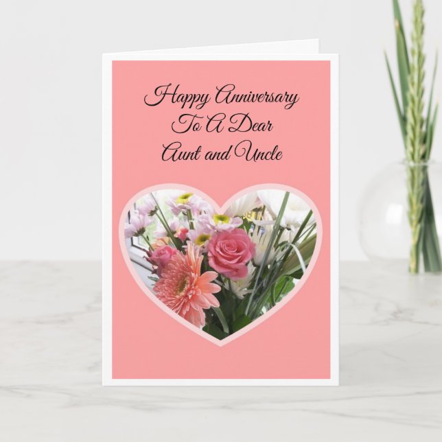 Floral Aunt Uncle Personalised Wedding Anniversary Card (Front)