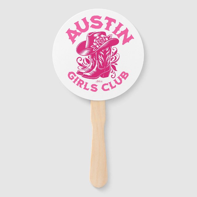floral austin bachelorette cowgirl hand fan (Front)