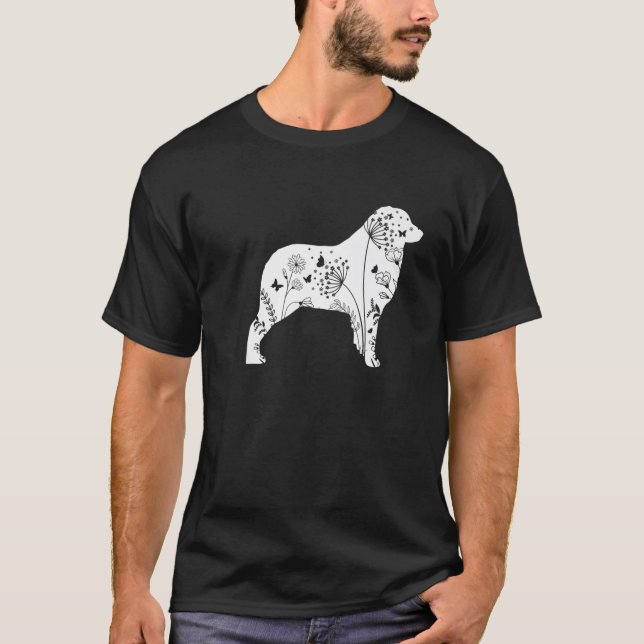 Floral Australian Shepherd Mom Funny Dog Lover Mot T-Shirt (Front)
