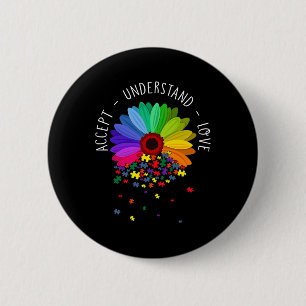 Floral Autism Awareness Daisy Flower Autism Mum Su 6 Cm Round Badge