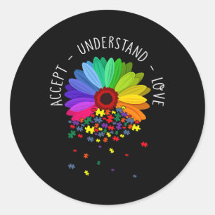 Floral Autism Awareness Daisy Flower Autism Mum Su Classic Round Sticker
