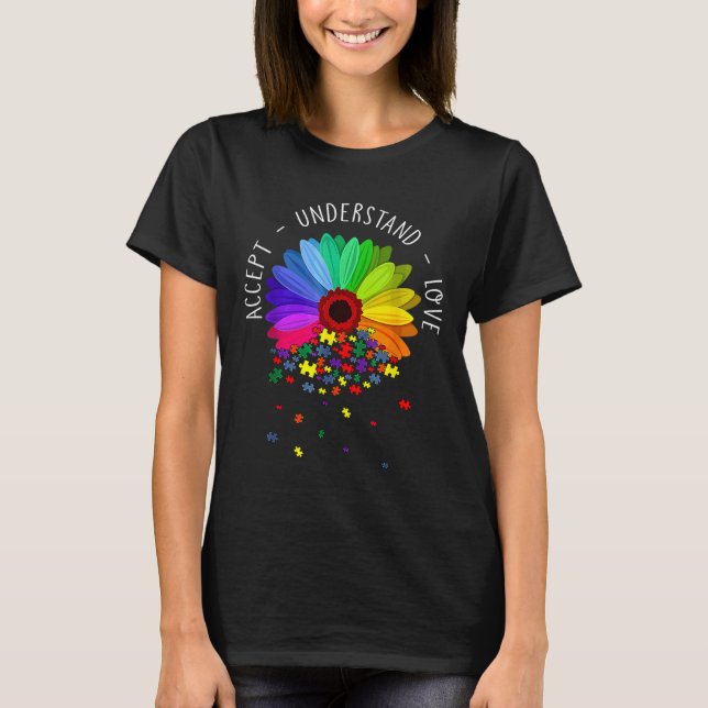 Floral Autism Awareness Daisy Flower Autism Mum Su T-Shirt (Front)