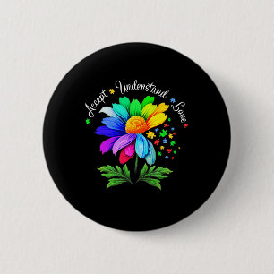 Floral Autism Awareness Daisy Flower For Mum Women 6 Cm Round Badge