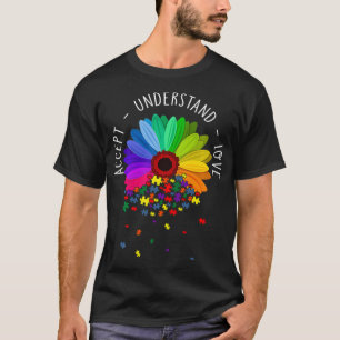 Floral Autism Awareness Daisy Flower For Mum Women T-Shirt