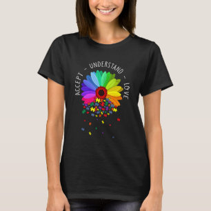 Floral Autism Awareness Daisy Flower For Mum Women T-Shirt