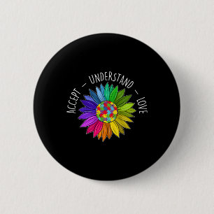 Floral Autism Awareness Daisy Flower For Women 1 6 Cm Round Badge