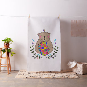 floral autistic mama bear fabric