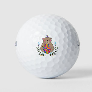 floral autistic mama bear golf balls