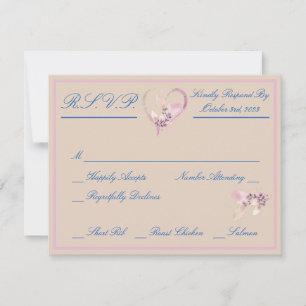 Floral Autumn Blush & Blue Wedding RSVP Card