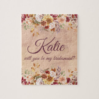 Floral Autumn Bridesmaid Proposal Jigsaw Puzzle