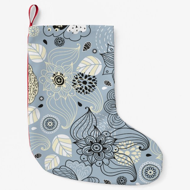 Floral autumn design small christmas stocking (Front)