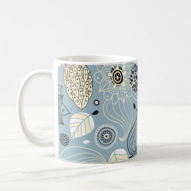 Floral Autumn: Elegant Seasonal Design Coffee Mug (Left)