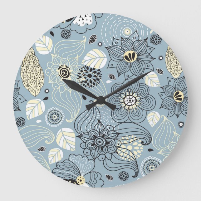 Floral Autumn: Elegant Seasonal Design Large Clock (Front)