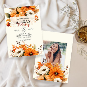 Floral autumn fall BIRTHDAY Invitation