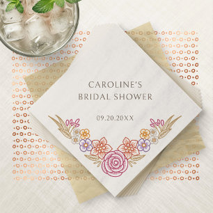 Floral Autumn Fall Bridal Shower Napkin