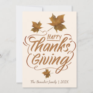 Floral autumn fall leaves happy thanksgiving holiday card