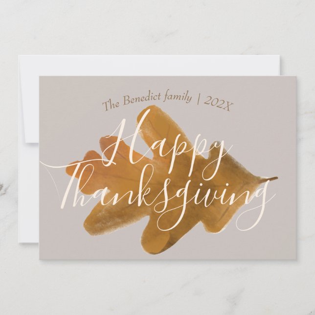 floral autumn fall leaves happy thanksgiving  holiday card (Front)