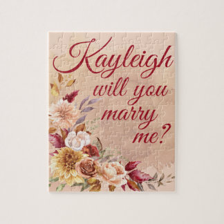 Floral Autumn Personalised Proposal Jigsaw Puzzle