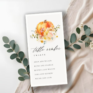 Floral Autumn Pumpkin Seating Chart Table Number