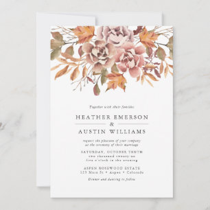 Floral Autumn Watercolor Wedding Invitation
