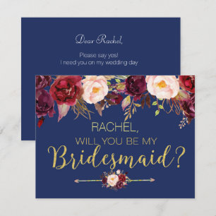 Floral Autumn Will You Be My Bridesmaid Card