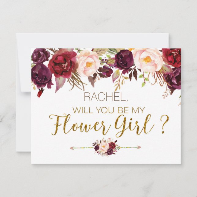 Floral Autumn Will You Be My Flower Girl Card (Front)