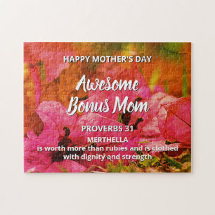 Floral AWESOME BONUS MOM Proverbs 31 Jigsaw Puzzle