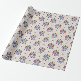 Floral / Azulejo Tile Grid Wrapping Paper