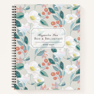 Floral B&B Vacation Rental Light Beige Guest Book