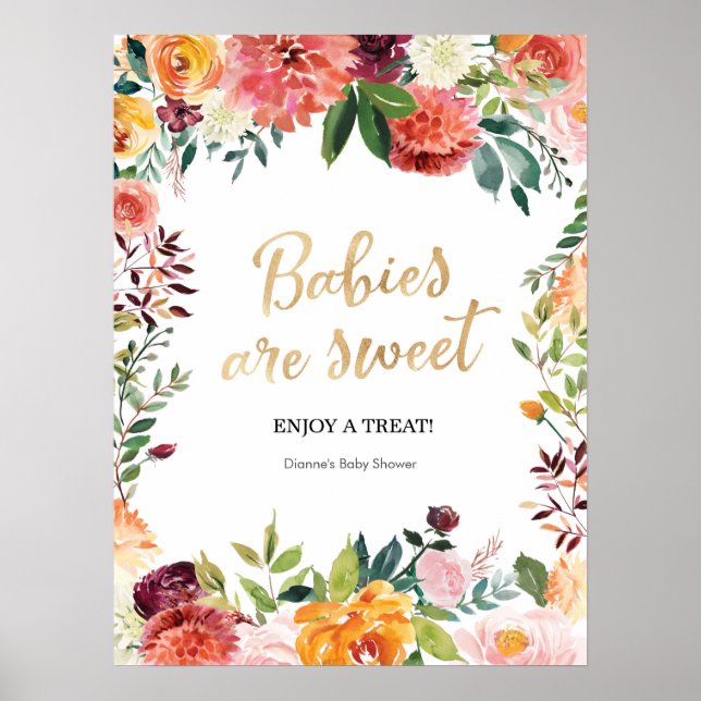 Floral Babies are Sweet Baby shower sign (Front)
