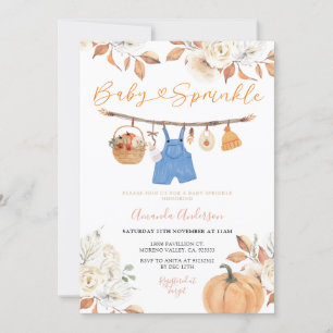 Floral Baby Clothesline Pumpkin Fall Baby Sprinkle Invitation