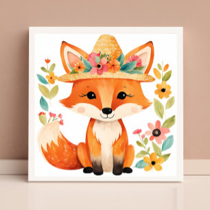 Floral Baby Fox Poster: Cute and Whimsical Poster